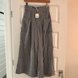 Free People Black and White Checkered Pants